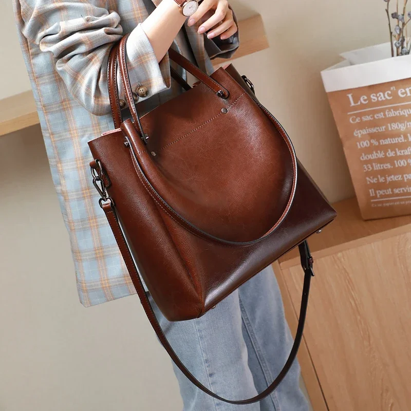 Xl Luxury Bags - Echte Leder-Tragetasche für Damen Große Kapazität
