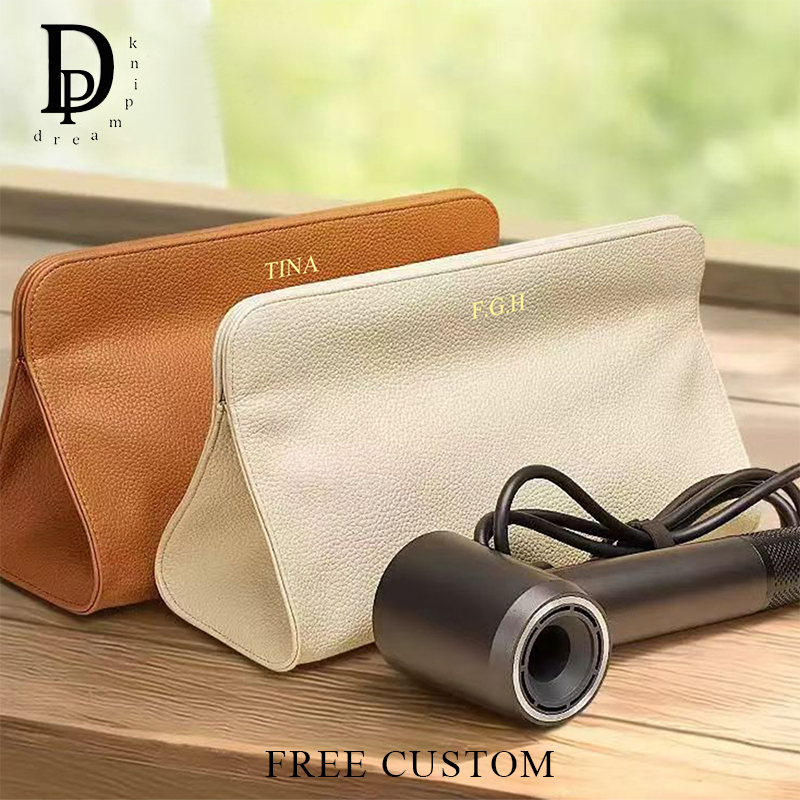 Luxury Bags Name For Women - Personalisierte Haartrockner-Aufbewahrungstasche aus Weichem PU-Leder, Große