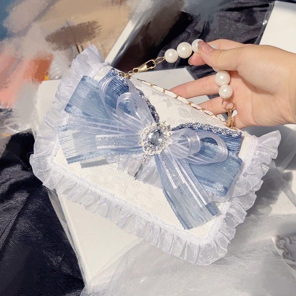 Luxury Y2K Bags - Kette Silber und Blau Lolita Spitze