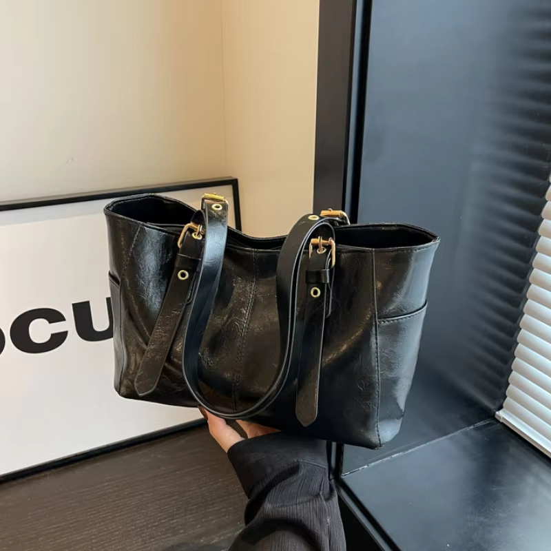 Luxury Bags Korea - Geräumige, einfarbige Handtaschen für Damen 2025,