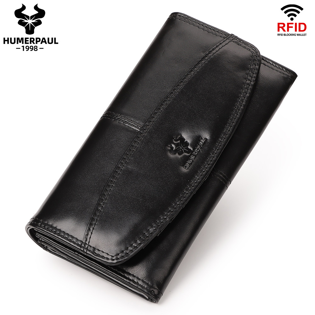 Luxury Bags Made In Italy - HUMERPAUL Echtleder-Langbörse für Damen, Luxus-Designer-RFID-Kartenhalter-Geldbörse mit