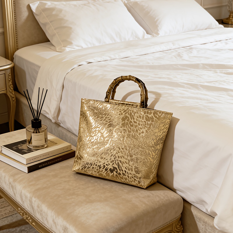 Xl Luxury Bags - Leichte Luxus-Tragetasche aus goldfarbenem Jacquard mit