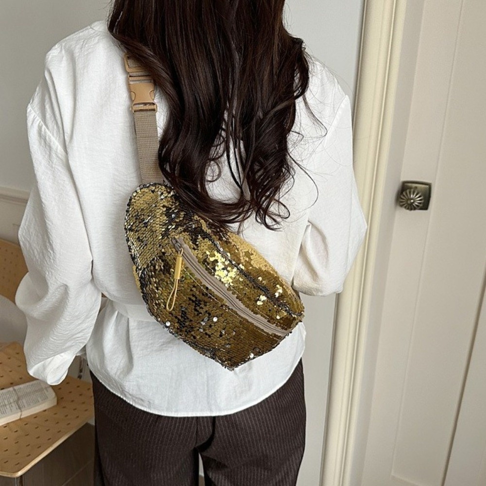 Luxury Bags Korea - Luxuriöse Glitzer-Pailletten-Hüfttaschen, leichte, vielseitige Brusttasche, Handytasche,